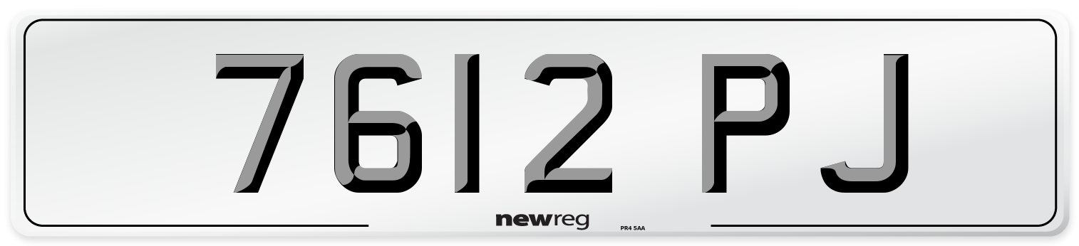 7612 PJ Number Plate from New Reg
